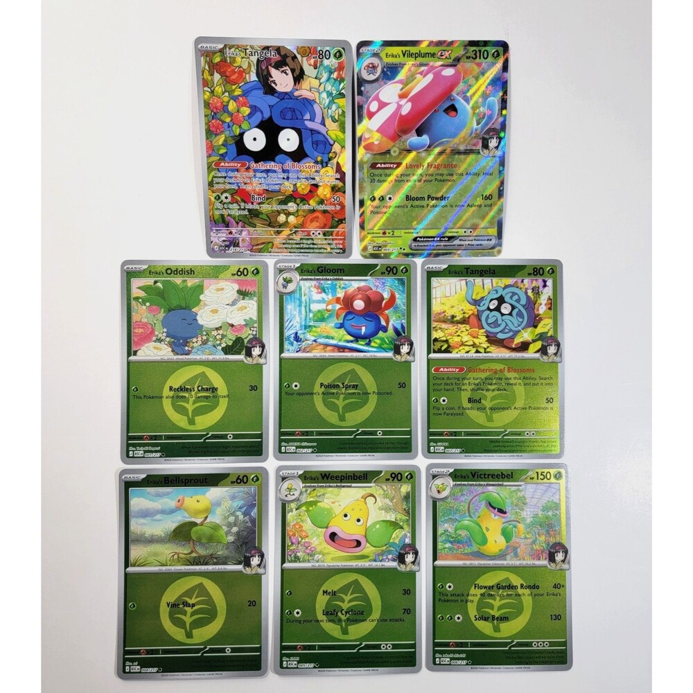 Erika's Pokémon 8 Card Set Ascended Heroes Tangela Vileplume Bellsprout NM